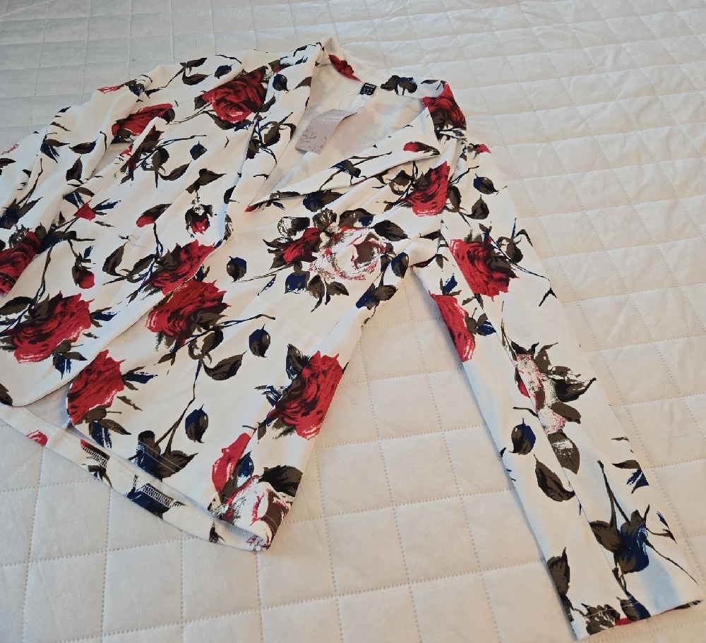 Floral Blazer with Red and Black Roses